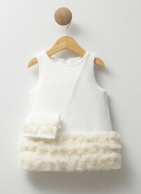Baby jurk tulle ivoor - creme met tasje 