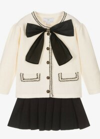 Meisjes Rok set ivoor en zwart met strikbroche
