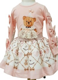 Setje top en rok beertje roze party Neon Kids 