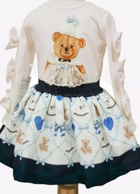 Setje top en rok beertje blauw party Neon Kids 