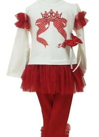 Neon setje tuniek met broek rood 