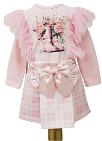Setje top en rok kaplaarsjes roze Neon Kids 