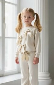 Jogging set strik beige