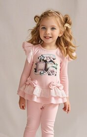 Neon setje longsleeve met broek roze