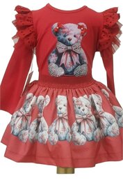 Setje top en rok beertje rood 