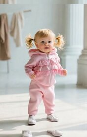 Jogging set roze little girl ruffle  74 tm 104