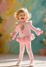 Neon setje tuniek met broek roze luchtballon 