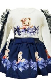 Neon setje bear blauw rok en longsleeve 