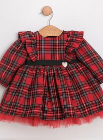 Feestjurk rood met strik 74 tm 98