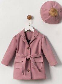 Manteljas voor meisjes oud roze met bijpassende baret 
