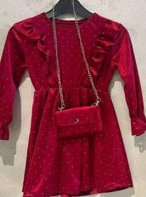 kerstjurk rood lange mouw met tasje 