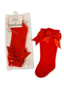 Baby Knie sok rood met strik 