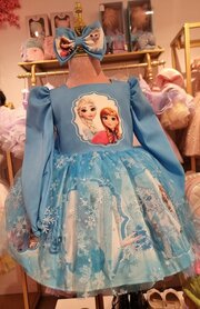 Elsa jurk lange mouw met haarstrik 