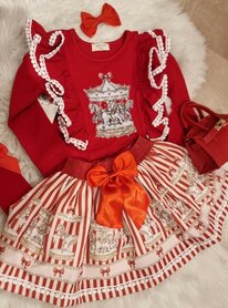 Setje top en rok carosel red 