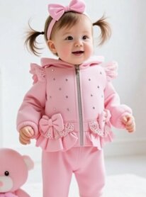 Jogging set roze little girl ruffle  74 tm 104