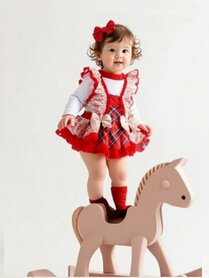 Baby gril tartan frilly romper met top  