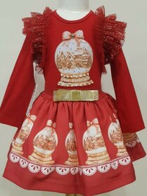 Setje top en rok Sneeuwbal rood 