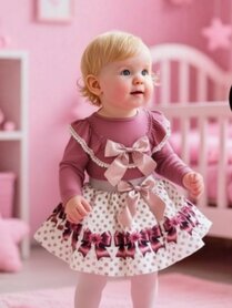 Setje top en rok strik oud roze 