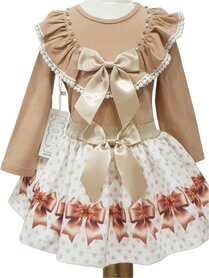 Setje top en rok strik beige