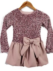 Feestjurk glitter oud roze  love met lange mouw  98 tm 164