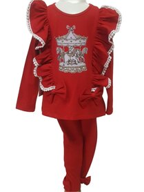 Setje legging met tuniek rood carrousel