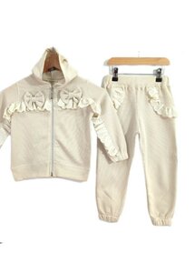 Jogging set beige little girls 2 ruffle  74 tm 104