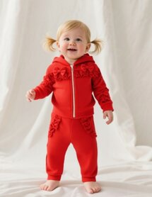 Jogging set rood little girls 2 ruffle  74 tm 104