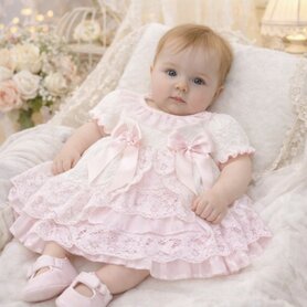 kanten jurk roze wit 