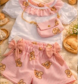 3 delige set roze beertje 86-152
