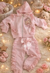 Jogging set beertje roze 