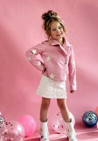 Roze vegan leren sterrenjack