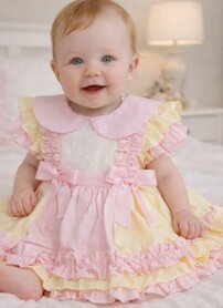 lente jurk geel roze 
