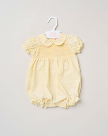 Baby Striped and Smocked Romper geel 