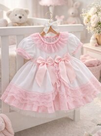 Spaanse baby jurk wit en roze 