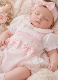 baby romperpakje met shirtje roze wit  