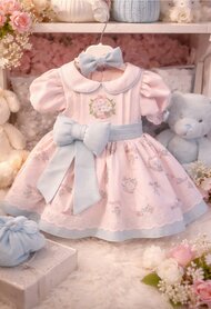 Jurk Lente roze blauw 