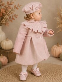 Mantel jas Roze ruffle met Barret 