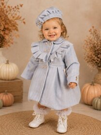 Mantel jas blauw ruffle met Barret 