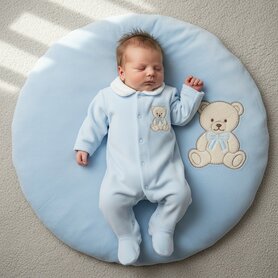 Velours boxpakje met geborduurde teddybeer